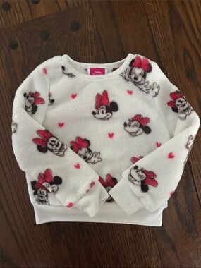 Disney White Fleece Minnie Mouse Pullover with Pink Accents